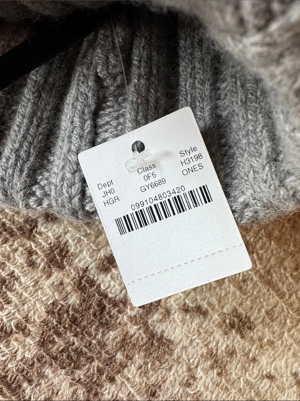 J.Crew Gray Wool Cashmere Ribbed Pom Pom Beanie Hat One Size